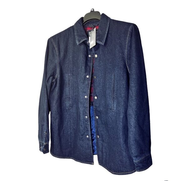 Slate & Stone Mens Dark Wash Snap Front Long Sleeve Denim Shirt Jacket Sz L New - Picture 4 of 11